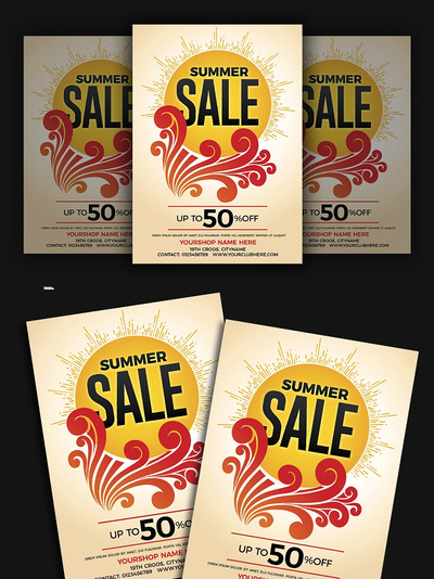 夏天折扣海报模板 Summer Sale Flyer Template