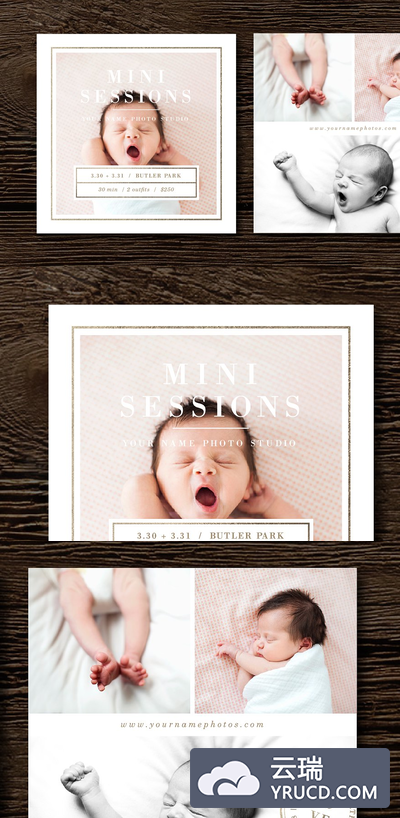 新生儿迷你海报模板 Newborn Mini Session Template