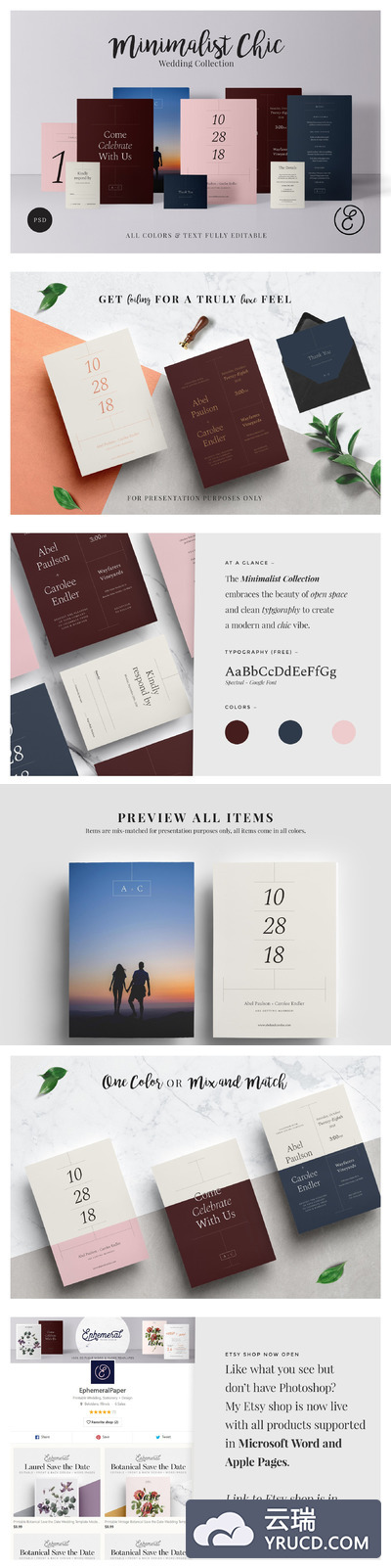 极简主义别致的婚礼集合 Minimalist Chic Wedding Collection