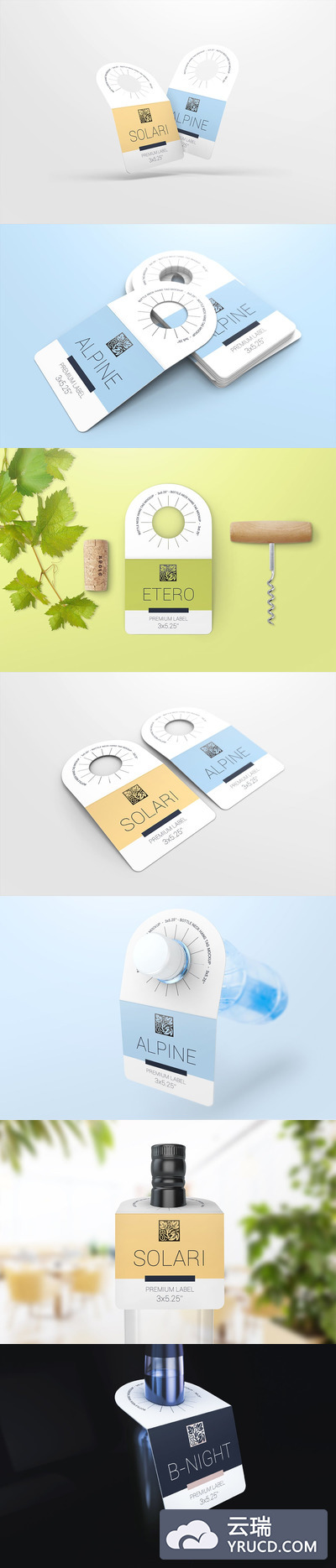 样机 | 玻璃瓶颈挂标记牌吊牌高分辨率写实风格照片智能对象