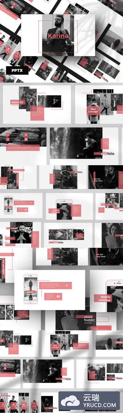 时尚高端简约的powerpoint幻灯片演示模板（pptx）