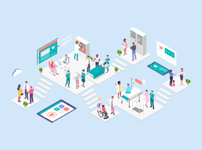 2.5D医院相关主题的矢量插画素材下载 [Ai]