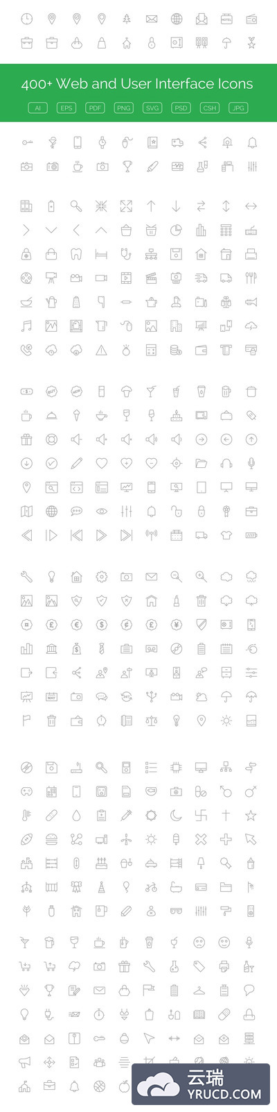 400多个Web和用户界面图标 400+ Web and User Interface Icons