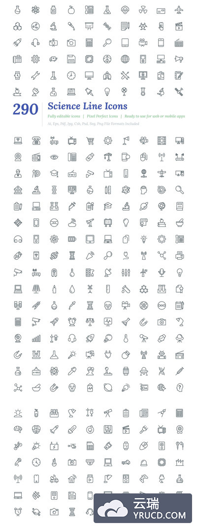 290个科技线型图标 290 Science Line Icons