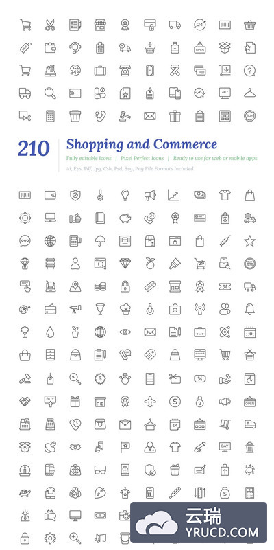 210购物线图标 210 Shopping Line Icons