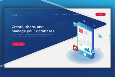 简约多用途的2.5D等轴等距海报banner着陆页设计模板