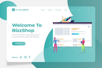 简约多用途的2.5D等轴等距电子商务电商网上购物海报banner着陆页设计模板