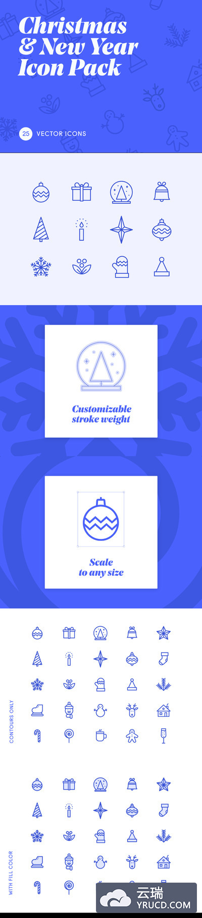 绘制完美的线型圣诞节图标套装下载[Ai,PSD]