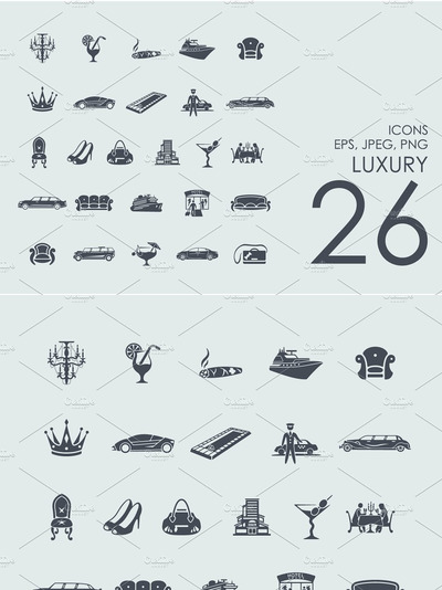 26个奢华主题元素图标 26 luxury icons