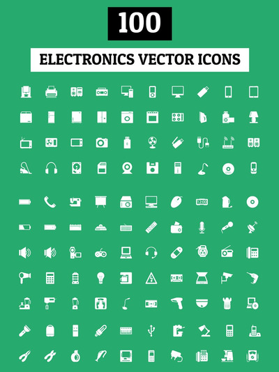 100个电子设备图标 100 Electronics Vector Icons