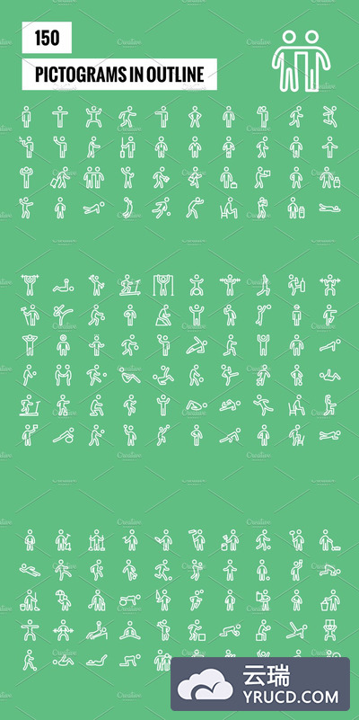 150个人物象形图标 150 Pictograms in Outline