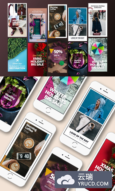 时尚高端社交媒体Instagram故事购物海报banner设计模板