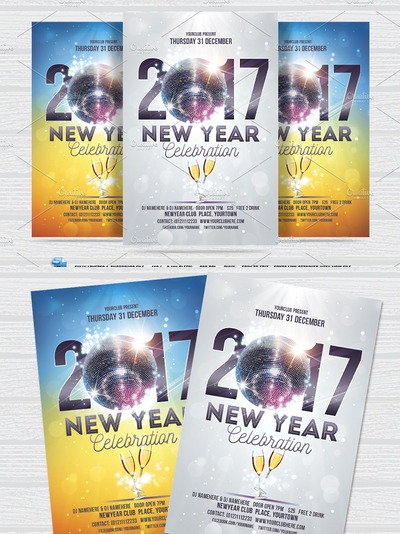 新年庆祝海报模板 New Year Celebration Flyer