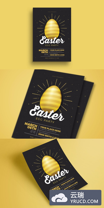 复活节黄金派对海报传单 Easter Gold Party Flyer