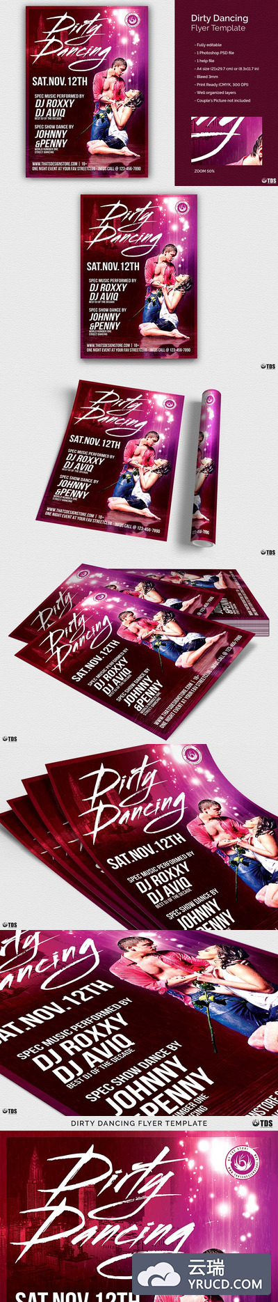 舞蹈宣传海报模板 Dirty Dancing Flyer PSD