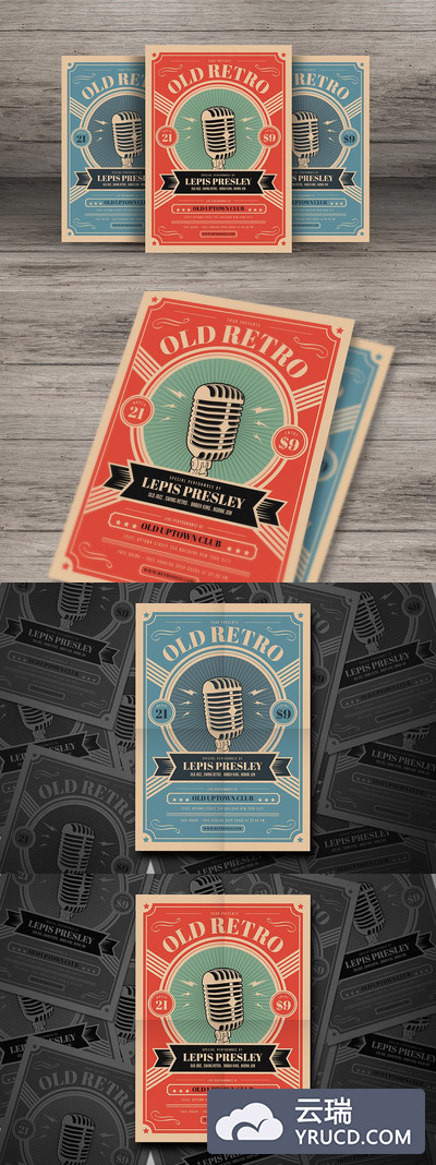 旧的经典的音乐海报模板 Old Retro Music Flyer