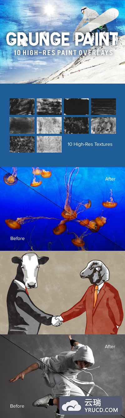 粗犷的纹理素材 10 Grunge Paint Overlays