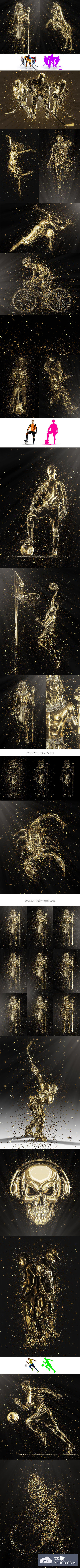 时尚高端的高品质奢华房地产土豪金五彩纸屑Photoshop动作