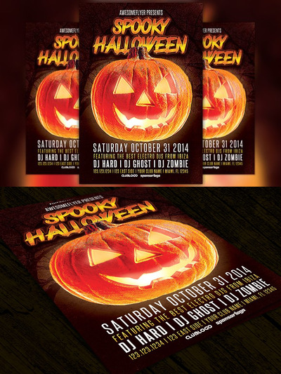 万圣节派对海报模板 Spooky Halloween Party Flyer