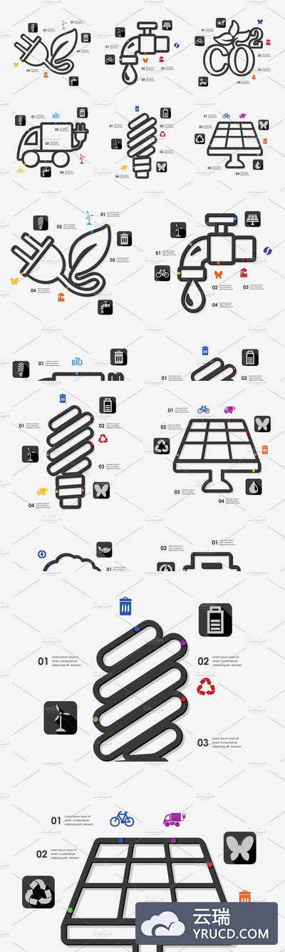 9个经济相关的信息图表PPT模板 9 ECOLOGY infographics