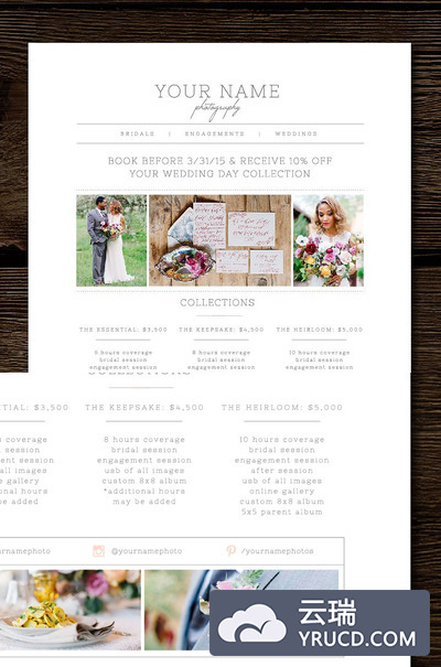 摄影服务套餐模板 Photography Price List Template