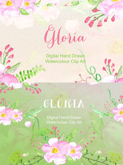 水彩花卉素材 Gloria soft Watercolor Clipart