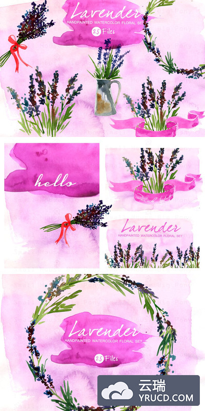 薰衣草水彩画 Lavender Set- Watercolor Clip Art