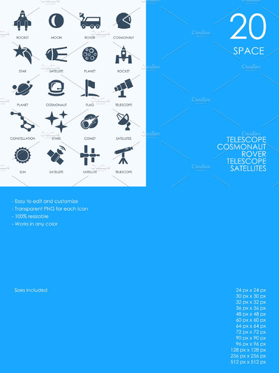 宇宙相关元素图标 Space icons