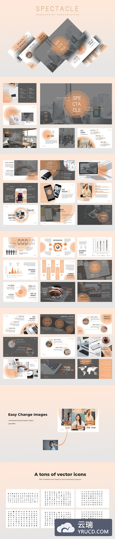 优雅时尚高端商务商业质感的专业powerpoint幻灯片演示模板（pptx）