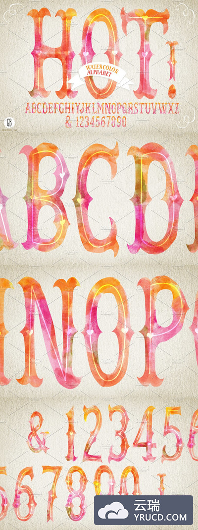 水彩字母素材 Watercolor alphabet HOT