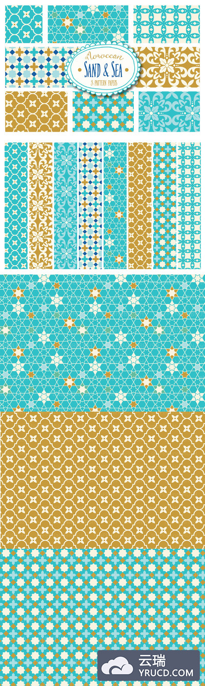 摩洛哥沙滩和海洋背景纹理 Moroccan Sand & Sea Patterns