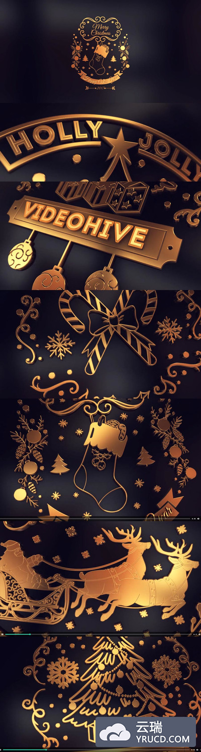 时尚高端的高品质黑金质感圣诞节新年金色渐变企业年会AE视频设计模板