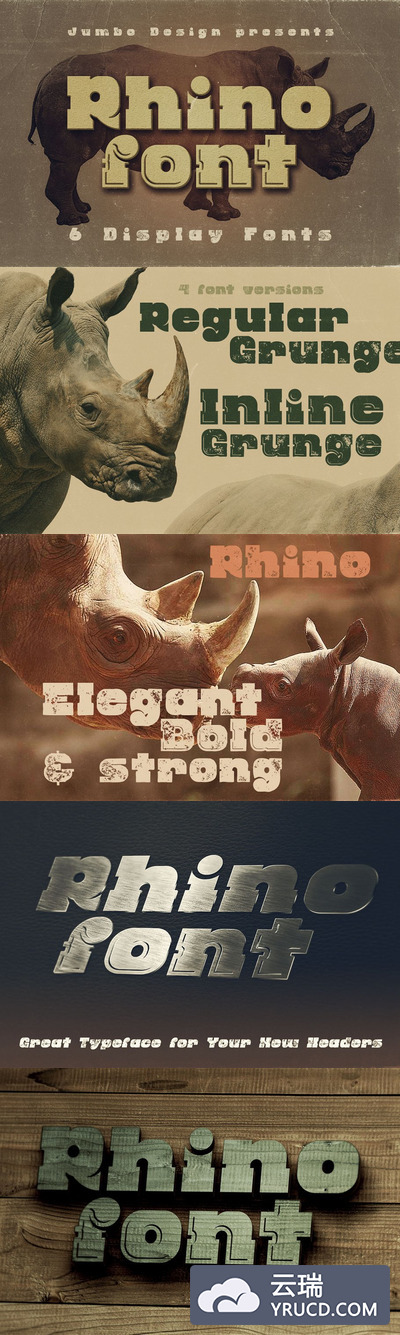 犀牛粗壮字体 Rhino - 6 Display Fonts