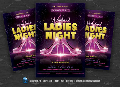 周末女士派对海报 Weekend Ladies Night Flyer