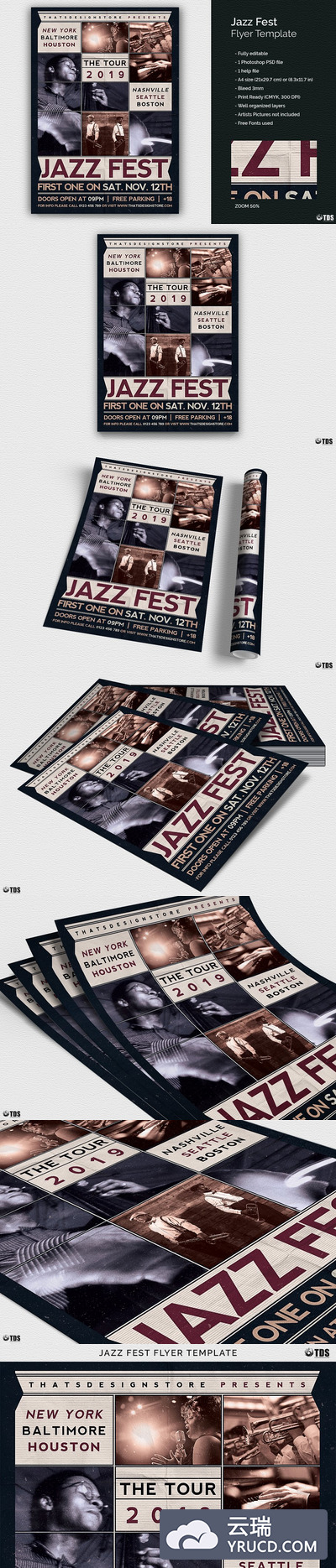 爵士音乐海报模板 Jazz Fest Flyer PSD