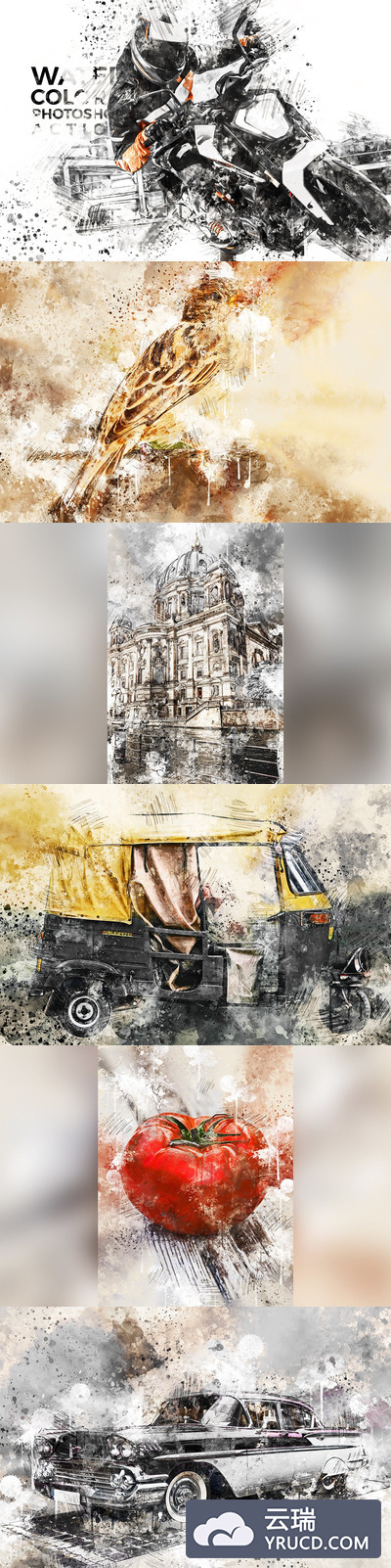 时尚个性高端的手绘中国风水墨风格的photoshop动作