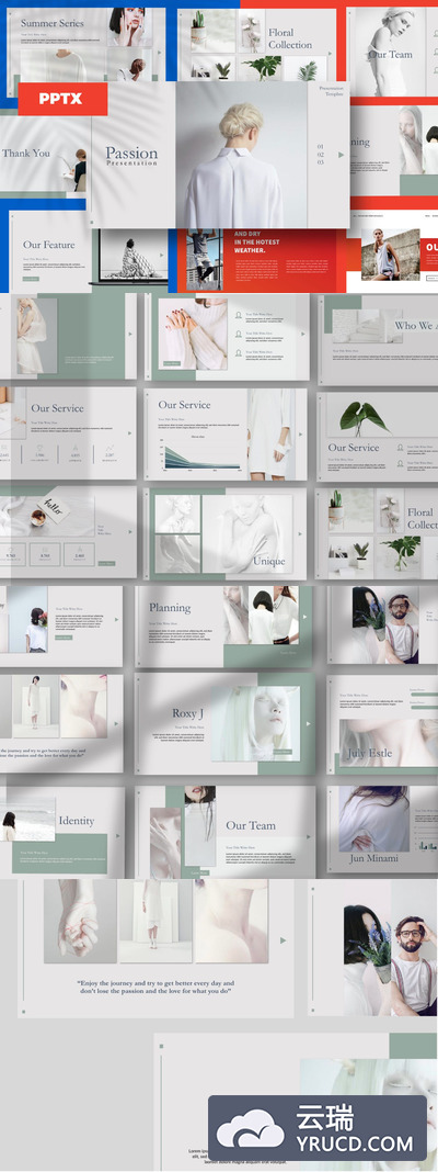 高端简约北欧时尚性冷淡风格的高品质powerpoint平幻灯片演示模板（pptx）