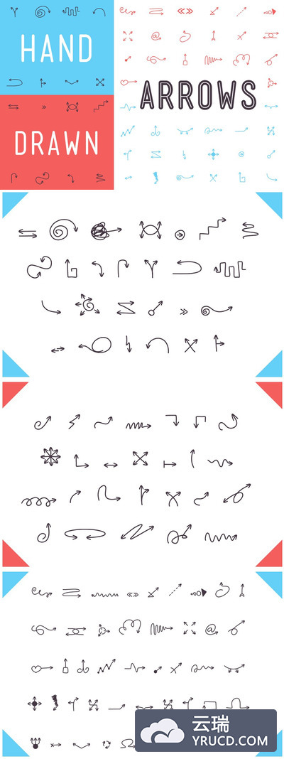 手绘箭头图标字体 Hand Drawn Arrows