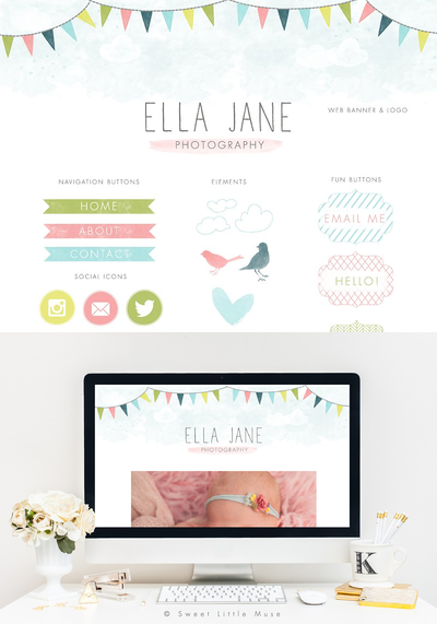 彩旗网页图片包 Bunting Web Kit - Blog Elements Kit