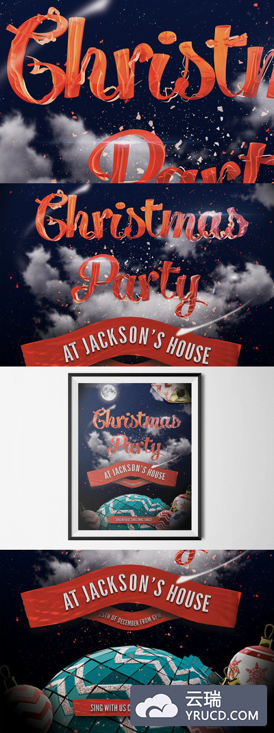 时尚圣诞节新年派对party海报宣传单DM设计模板