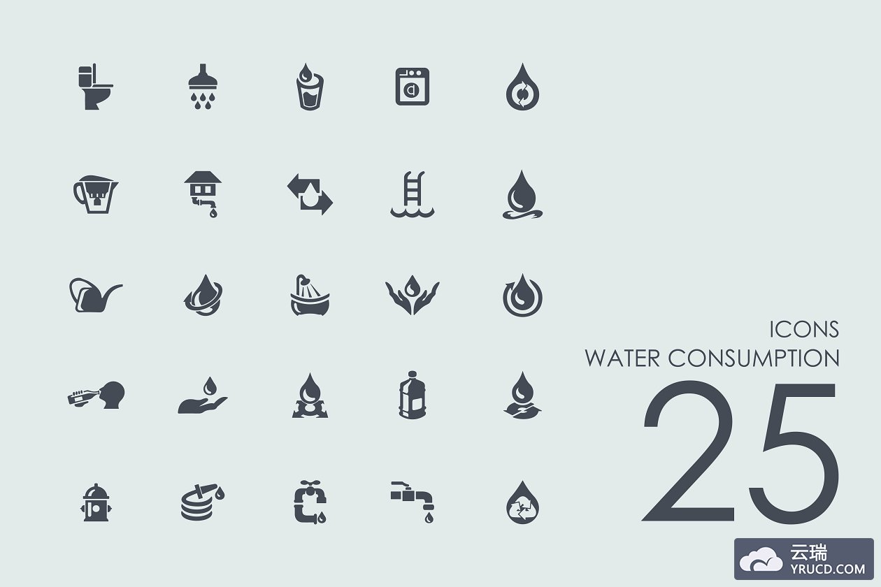 25耗水量图标 25 Water Consumption icons