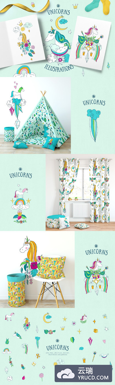 独角兽插图素材 Unicorns Illustrations