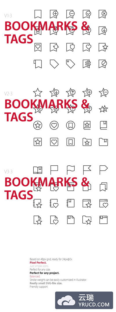 60个书签图标 60 Bookmarks & Tags UI icons