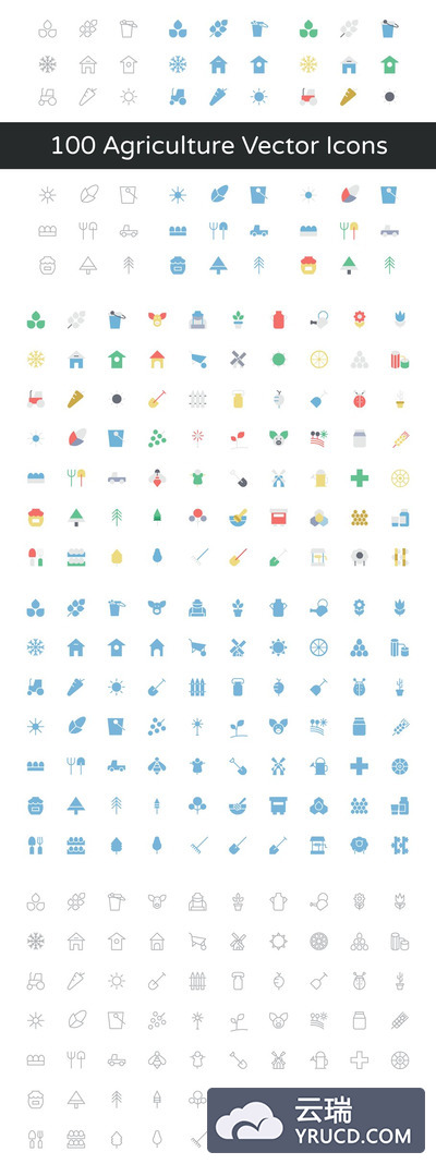 100个农业相关的矢量图标 100 Agriculture Vector Icons