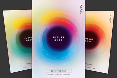 时尚高端简约彩色渐变风格的抽象海报宣传单DM设计模板