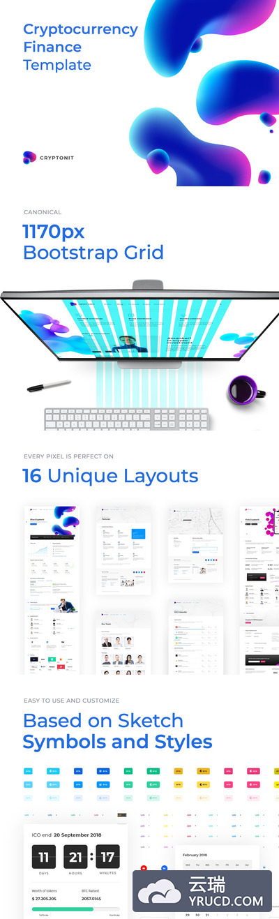 SKETCH精心打造的精致简约高端时尚区块链比特币互联网金融网站设计模板
