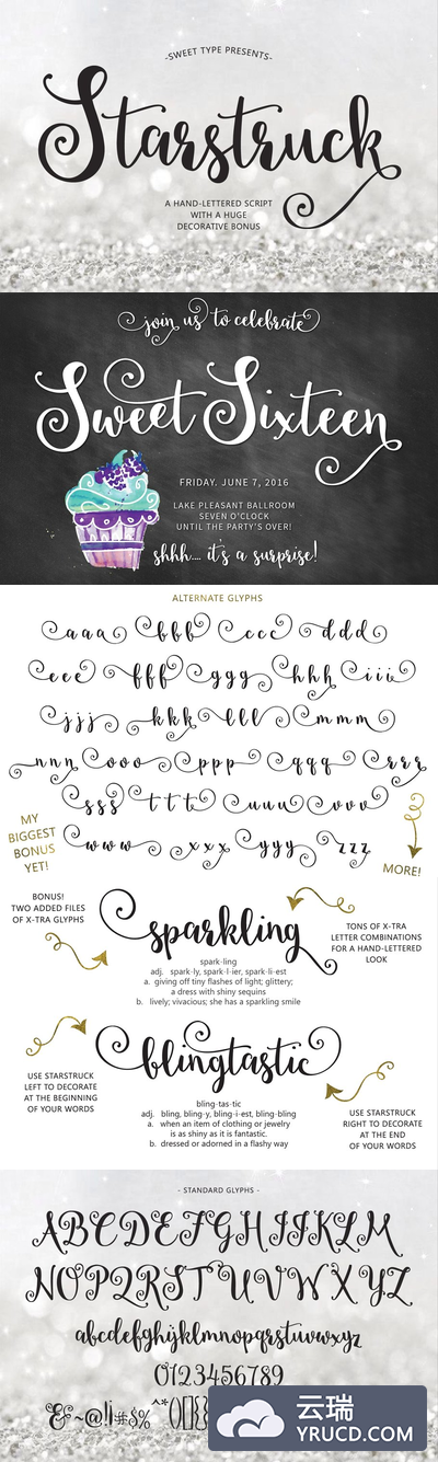 手写字体 Starstruck hand-lettered script