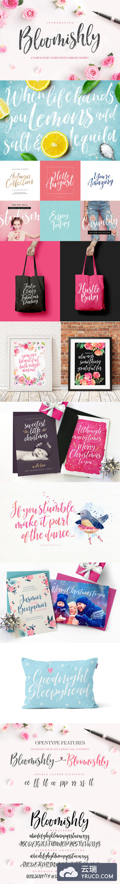 手写柔和书法字体 Bloomishly Brush Font