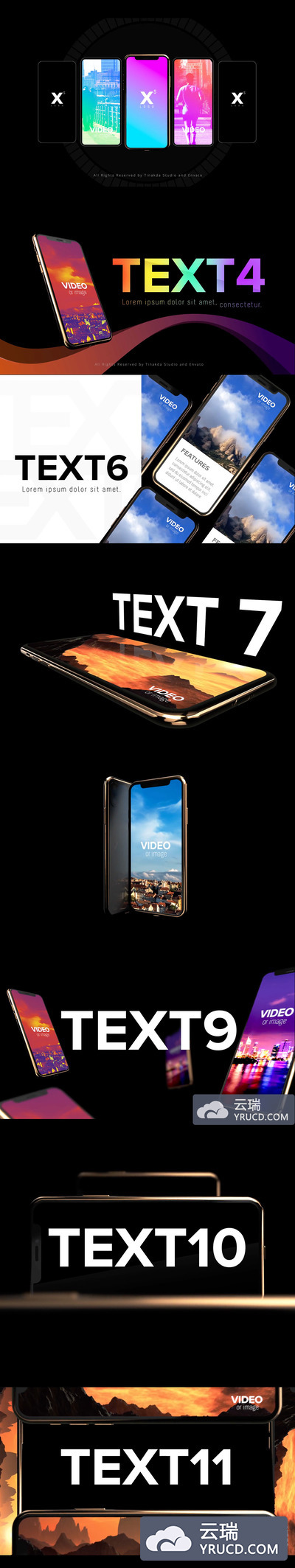 iPhone Xs App 广告多角度手机样机AE模板下载 [AEP]