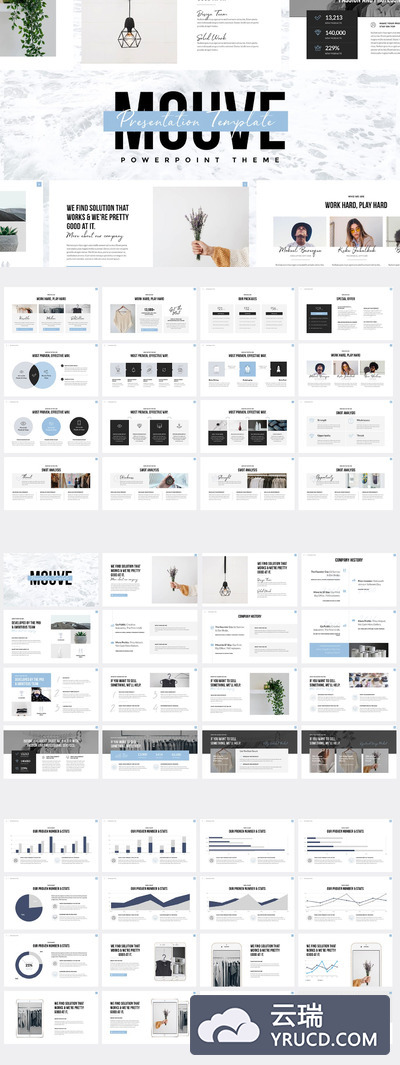 时尚高端优雅多用途的简约Powerpoint幻灯片演示模板（pptx）